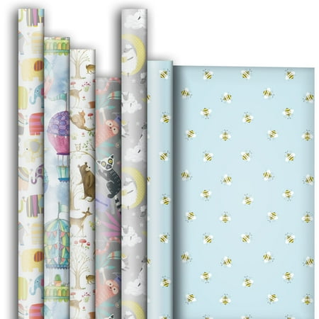 Jillson & Roberts Premium Gift Wrap Roll Assortment, Baby Designs (6 Rolls)
