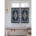 thumbnail image 6 of Tier Curtains 45 Inches Long, Navy Blue Brown Boho Window Treatment Curtain Drapes, Vintage Geometric Southwestern Small Curtain Drapes for Bathroom Laundry Room, 27.5"x45", 2 Panels, 6 of 7