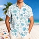 thumbnail image 1 of Ceisia Men's Hawaiian Mint Green Marine Print Short Sleeve Shirt | White Casual Button Down Beach Top Gifts, 1 of 4