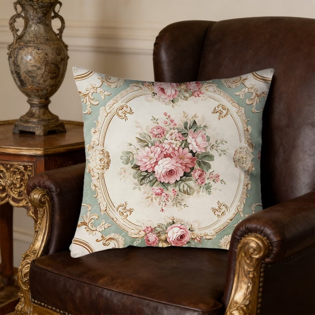 Funda de cojín decorativa floral con cremallera oculta para sofá, cama o silla – Suave y lavable. Decoración para el hogar.