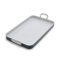 GreenPan Bobby Flay 18" x 11" Nonstick Double Burner Griddle, Cream