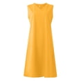 thumbnail image 5 of CIENVNSTG Summer Sleeveless V-Neck Beachwear Solid Oversized Dress Female Fashion Elegant Maxi Dress Yellow L, 5 of 7