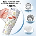thumbnail image 4 of Wildflower Botanical Cup Insulated Tumbler Stainless Steel Vacuum Travel Mug 40 oz with Handle and Straw Lid, 4 of 7