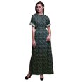 thumbnail image 1 of Bimba Rayon Tea Leaves Ladies Long Gown Boho Beach Cocktail Party Maxi SlitDress-Large, 1 of 6