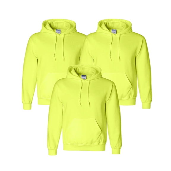 Gildan DryBlend® Safety Hoodie, Safety Green, Durable Work Sweatshirt, Pack of 3, S