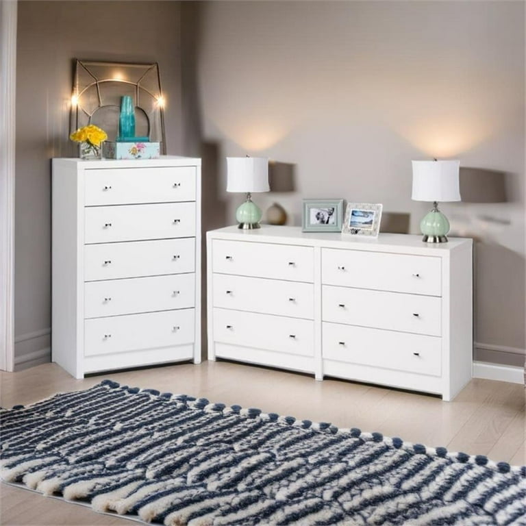【送料無料】２点セット/White nature Dresser Set Home Square 2-Piece Dresser Set, 6-Drawer Double Dresser