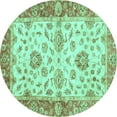 thumbnail image 1 of Ahgly Company Indoor Round Oriental Turquoise Blue Traditional Area Rugs, 3' Round, 1 of 4