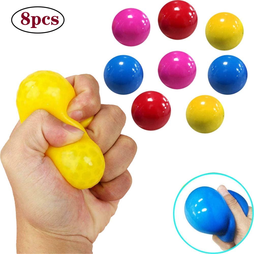 Fluorescent 4/8pcs Sticky Balls Glow in the Dark Stress Relief Kids Adult Toy 