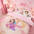 thumbnail image 3 of meiyoeat Personalized Initial P Twin Duvet Cover,Vintage Botanical Flowers Twin Bedding For Girl,Pink Reversible,2 Pieces,1 Duvet Cover and 1 Pillowcase, 3 of 6