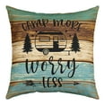 thumbnail image 2 of Camping Pillow Covers,Camper Themed Throw Pillow Covers Camper Decor,RV Travel Car Camping Cushion Covers,Wooden Ombre Art Vintage Accent Pillow Cases Blue Teal Brown 22x22 inch set of 2, 2 of 7