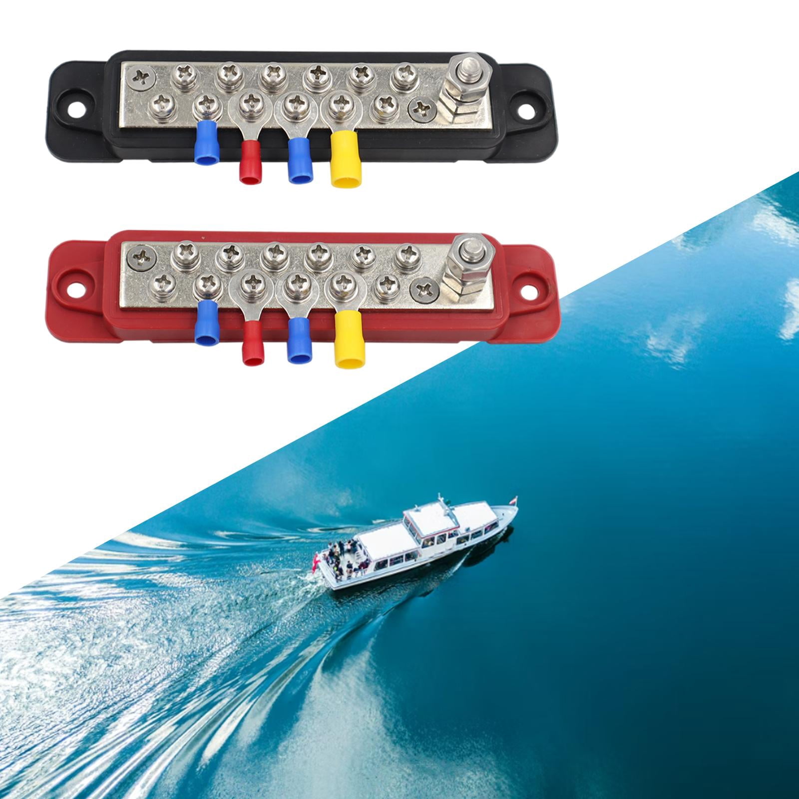 funtasica 1 Pair 12 Terminal Ground Distribution Block Kit / /48V DC Buss Bar with Terminal