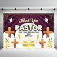 thumbnail image 2 of Pastor Appreciation Week Backdrop Thank You Pastor Decorations Banner Purple Religious Theme with Cross & Dove Pastor Anniversary Appreciation Month Retirement Party Decor Supplies, 2 of 3