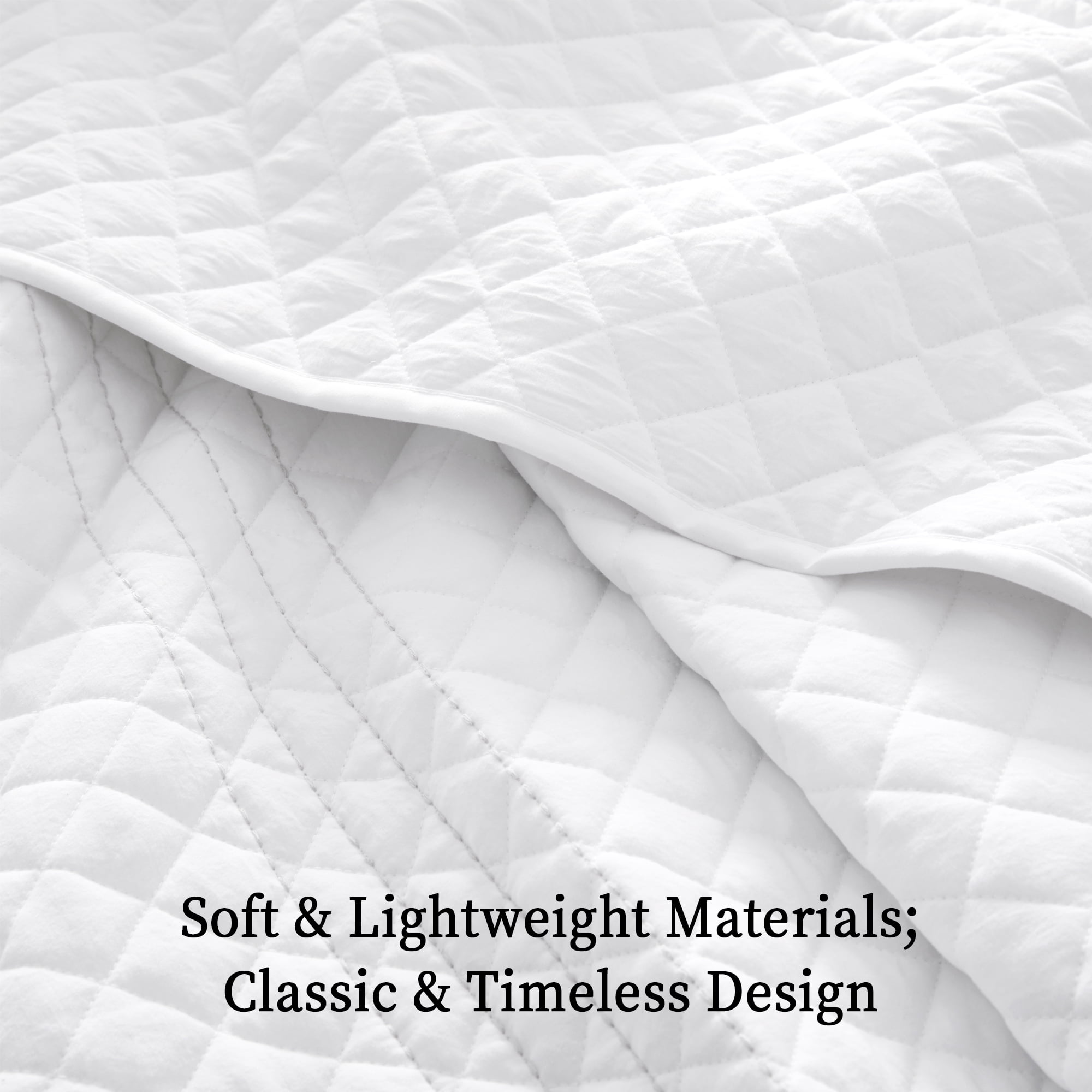 Bonlino Farmhouse Quilt Oversized King Set, Lightweight Soft Striped Bedspread with 2 Pillow Shams (White, Oversized King)