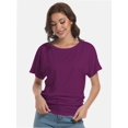 thumbnail image 2 of Women's Short Sleeve Boat Neck Top - Dolman Style with Side Shirring & Drape Detail, 2 of 6