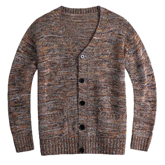 Vedolay Mens Cardigan Sweater Open-Front Cardigan Coat Solid Color Coats for Men Brown,XL