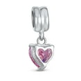 thumbnail image 2 of Bling Jewelry Womens Valentines Love Cubic Zirconia CZ Pink Heart Shape Dangle Charm Bead for Bracelet Sterling Silver, 2 of 5