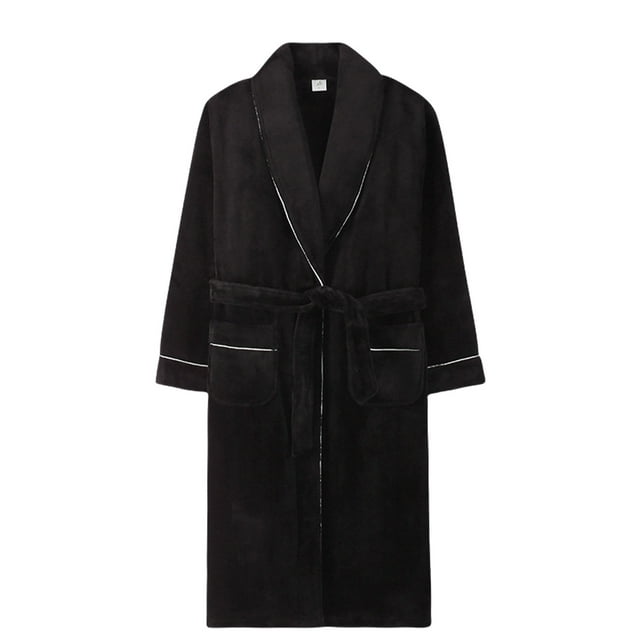 Redempat Polyester Lightweight Men S Robe Enjoy Relaxation Without Feeling Weighed Down Men Bathrobe Black 3XL