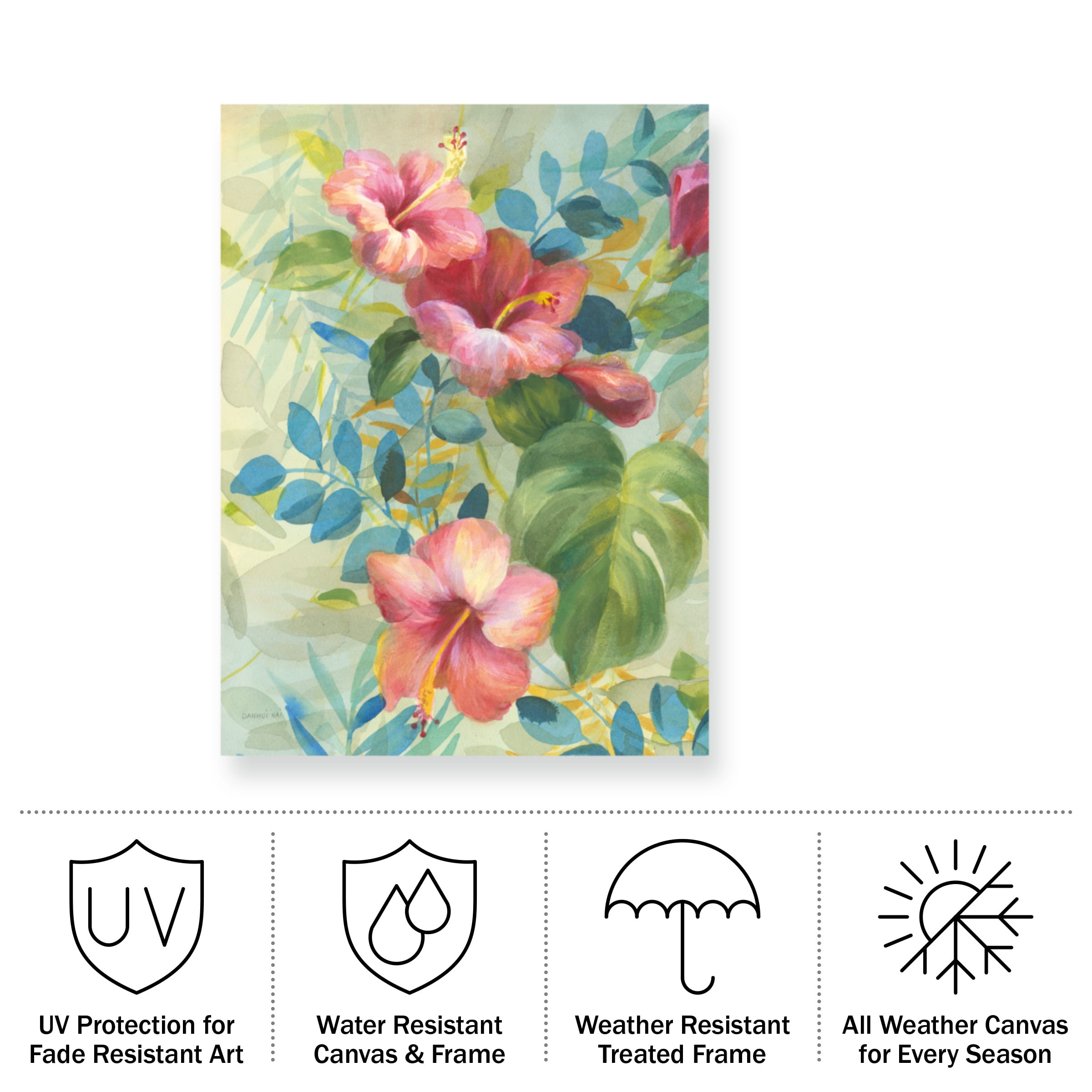 Danhui Nai 'Hibiscus Garden II' Outdoor Canvas 47x22