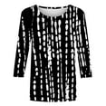 thumbnail image 4 of CYMMPU Basic Tees Dressy Tunic Tops Western Printed 3/4 Length Sleeve Casual Summer Fall Shirts Business Work Blouses Crewneck 2025 Clothes for Women Black XXXXL, 4 of 4