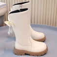 thumbnail image 6 of Krdevn Girls Knee‑High Boots Shoes | Bow Pearl Decor, Side Zipper, Warm Lining, Chunky Non‑Slip Sole Winter Princess Fashion Boots,White, 6 of 7