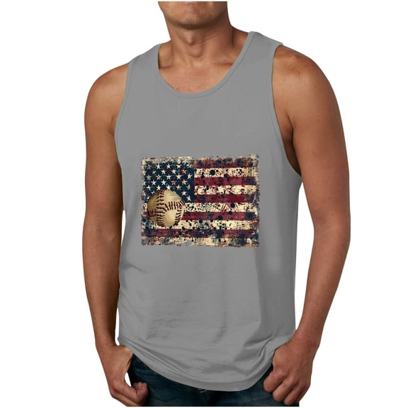 GERsome 4th of July Tank Tops for Men American Flag Patriotic T Shirts Crew Neck Sleeveless Summer Loose Fit Workout Gym Muscle Tee S-4XL