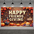 thumbnail image 3 of Wood Texture Happy Friendsgiving Pumpkin Banner Decorative Turkey Pie Design for Autumn Celebration Holiday Decoration Indoor, 3 of 9