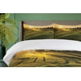 thumbnail image 4 of Ambesonne Nature Duvet Cover Set, Barley Woods Sunset, 2-Calking, Green Yellow, 4 of 7