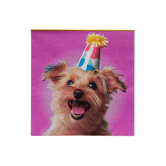 Fun ExpressBirthday Puppy Party Disposable Paper Beverage Napkins - 16 Count
