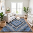 thumbnail image 7 of Addison Rugs Mayfield Premium Machine Washable Transitional Aztec Blue Rectangle Rug, 3' x 5', 7 of 7