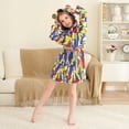 thumbnail image 3 of FORMRS Niños Bathrobe Unisex Hooded Robe Soft Plush Pajamas Sleepwear, Size 10-12T, Art Triangles, 3 of 7