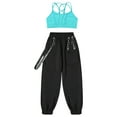 thumbnail image 3 of Doomiva Kids Girls 2 Pieces Dance Camisole Crop Tank Top and Pants Set Modern Jazz Street Dance Lake Blue 6, 3 of 7