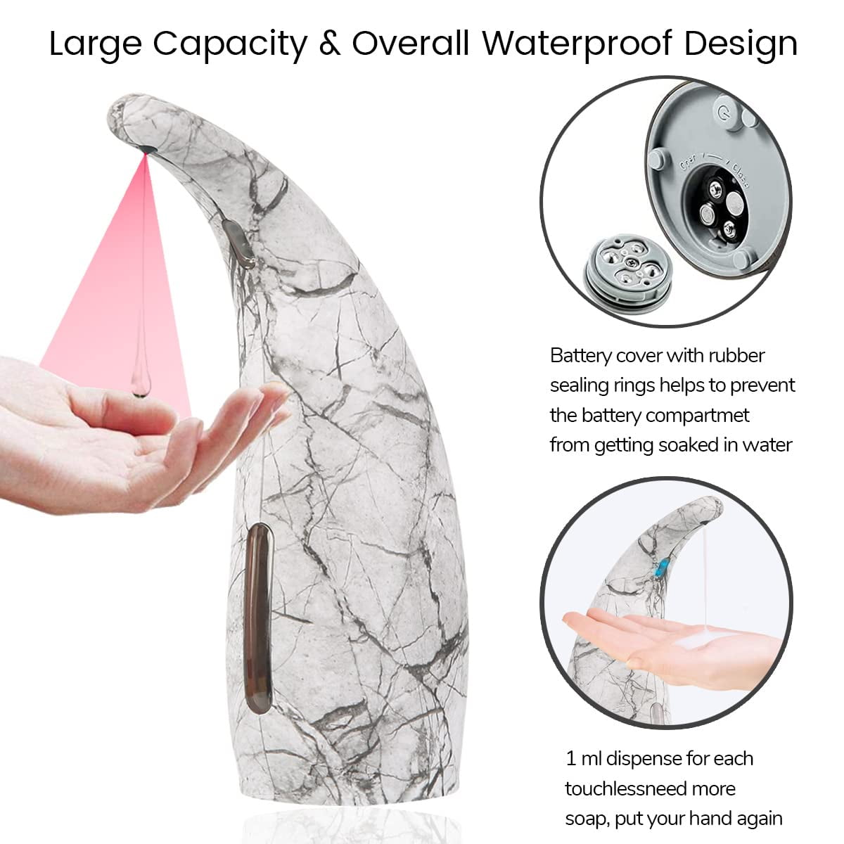 Touchless Soap Dispenser,Automatic Soap Dispenser, Auto Dish Soap Dispenser with Waterproof, Auto Sensor Liquid for Kitchen Bathroom Hotel Restaurant （ink wash）