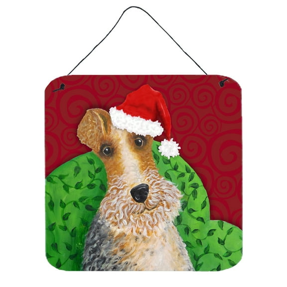Carolines Treasures VHA3040DS66 Wire Fox Terrier Christmas Wall or Door Hanging Prints 6HX6W multicolor