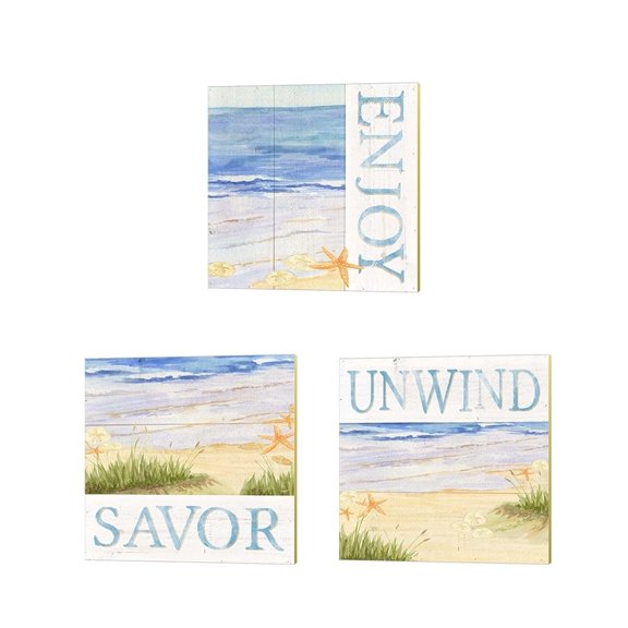 Metaverse Tara Reed 'Savor the Sea' Canvas Art (Set of 3)