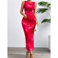thumbnail image 6 of Women'S Sleeveless Summer Wedding Guest Dress Bodycon Floral Mesh Ruched Cocktail Maxi Dresses Rose Red M, 6 of 9