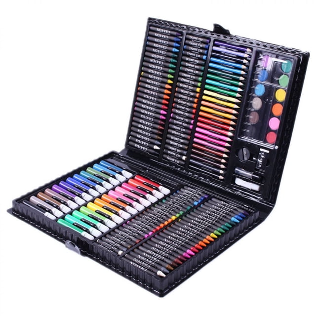 Pasteles al óleo, crayones, lápices de colores para aventuras de dibujo al aire libre. Juego de arte portátil para adultos y niños.
