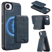 Allytechgroup Case for iPhone 16e, PU Leather 2 In 1 Wallet Stand Case with Detachable Card Holder Support Wireless Charging Shockproof Magnetic Back Cover for iPhone 16e, Blue