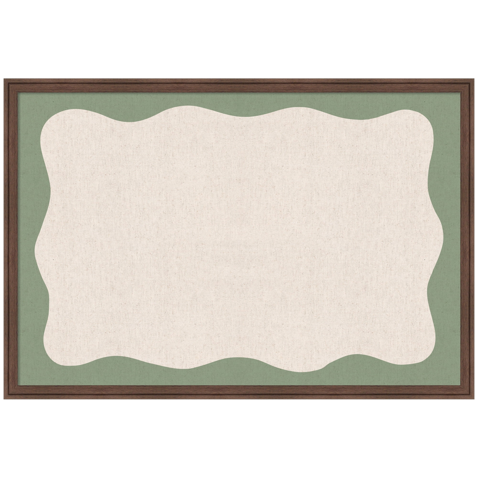 Kate and Laurel Framed Fabric Pinboard 38 x 26,  Printed Linen Classic Bulletin Board for Use as a Vision Board or Wall Organization, Florence Medium Brown Frame