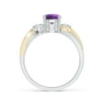 thumbnail image 2 of ANGARA Natural 0.8 Ct. Amethyst with Diamond Three Stone Ring in 14K White & Yellow Gold for Women (Ring Size: 3.5), 2 of 9