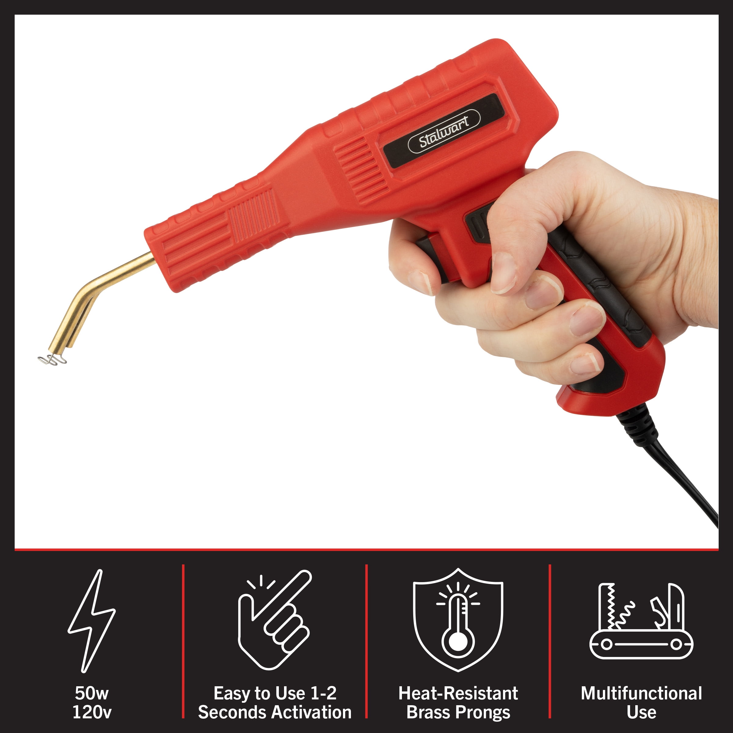 Stalwart 120V/50W Plastic Welder with 200PCS Staples, Cutter, and Knife