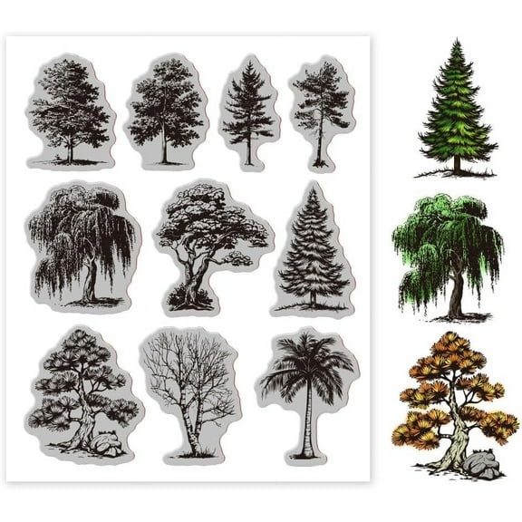 1pc Rubber Clear Stamps for Card Making Decoration Scrapbooking Tree 22x18x0.8cm