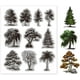 thumbnail image 1 of Sello de goma con diseño de árboles, 18 x 22 cm, palmera, pino, sellos EVA, sello de relieve, sellos de goma, 1 of 9