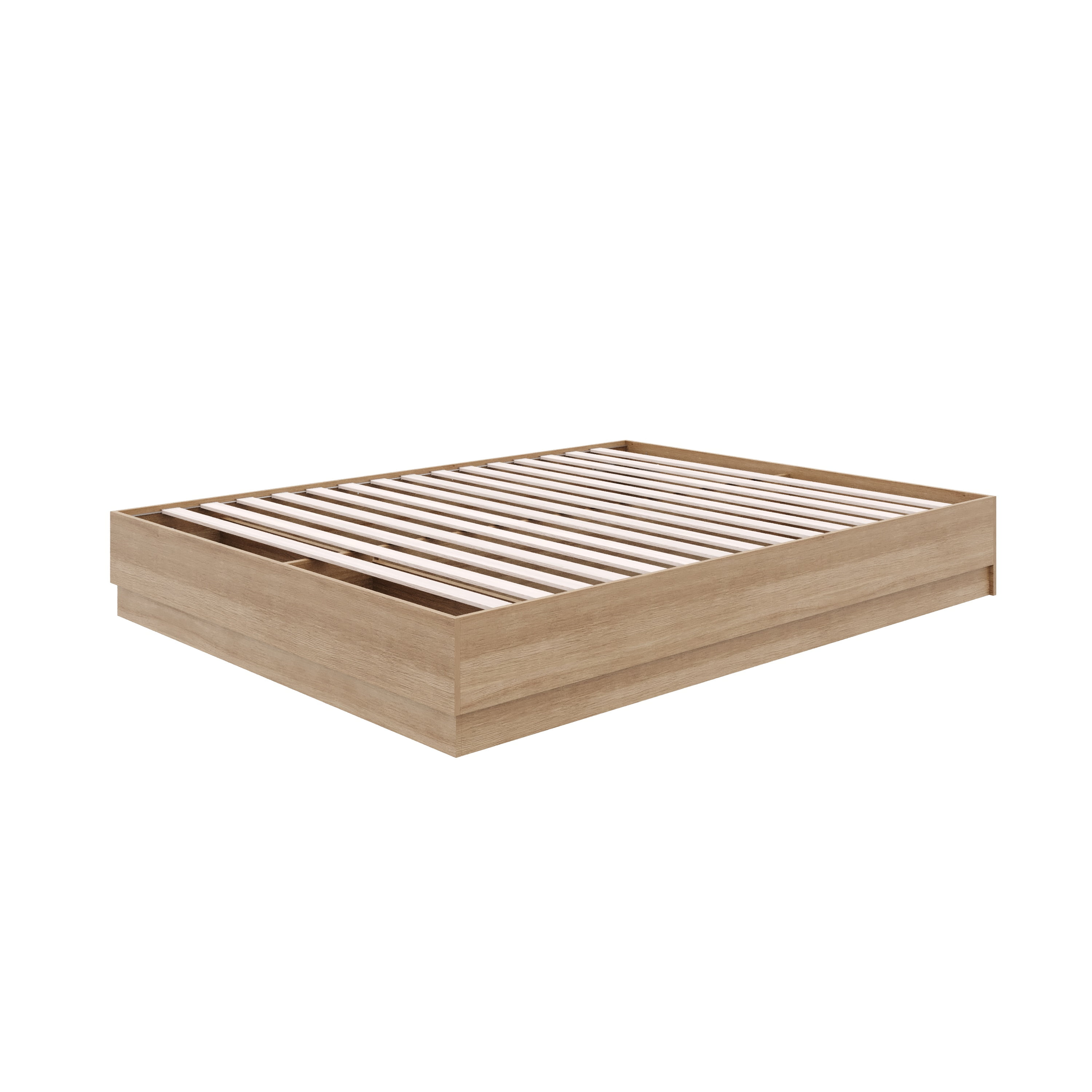 Nexera Milano King Size Platform Wood Bed Frame, Brown Oak