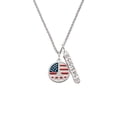 thumbnail image 2 of Delight Jewelry Silvertone Large Peace Sign with USA Flag Silvertone Sisters Best Friends Forever Bar Charm Necklace, 23", 2 of 4