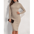 thumbnail image 5 of PrettyGuide Women's Turtleneck Sweater Dress Long Sleeve Ribbed Knit Stretch Midi Bodycon Dresses, 5 of 5