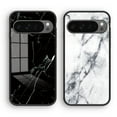 thumbnail image 5 of Case Compatible with Google Pixel 9 Pro XL, Marble Pattern Temepered Glass Design Scratch-Resistant, TPU Bumper Shock-Proof Anti-Drop Protection, Frame Slightly Convex Protection Case, Green, 5 of 9