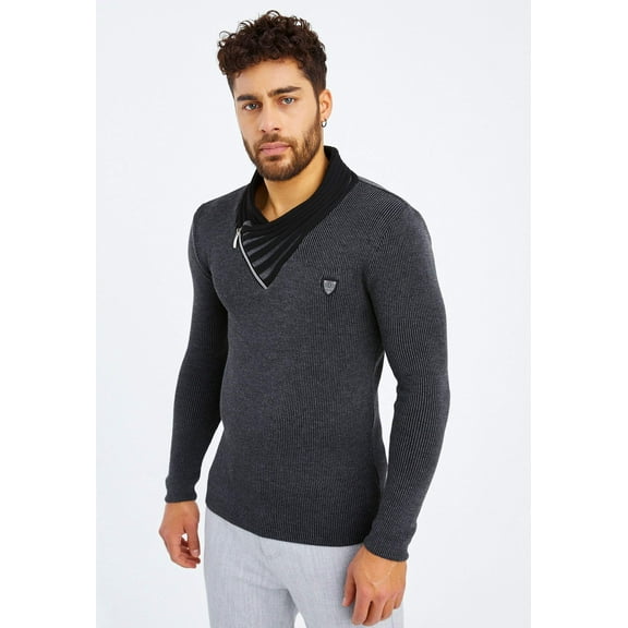 Knit Sweater With Fine Knit And Shawl Collar