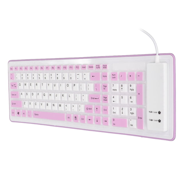 USB Wired Foldable Keyboard, Soft Silicone Water Proof Keyboard with 103 Keys for PC Laptop, Rollup for School Travel