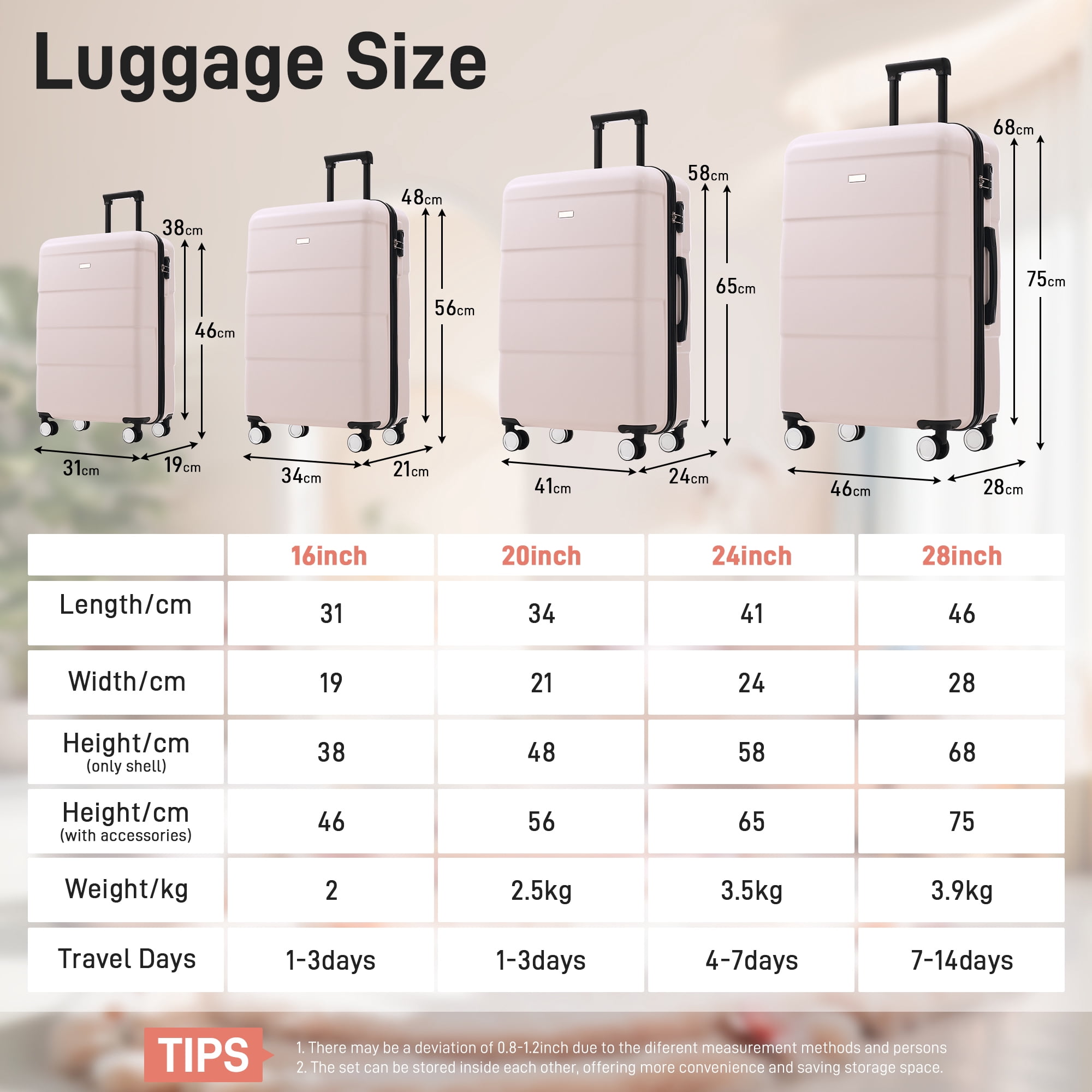 Hardshell Luggage Sets 6 Piece with 2 Bags,Carry on Suitcase with Handle Password Lock Double Spinner Wheels, Lightweight 16"+20"+24"+28" Luggages