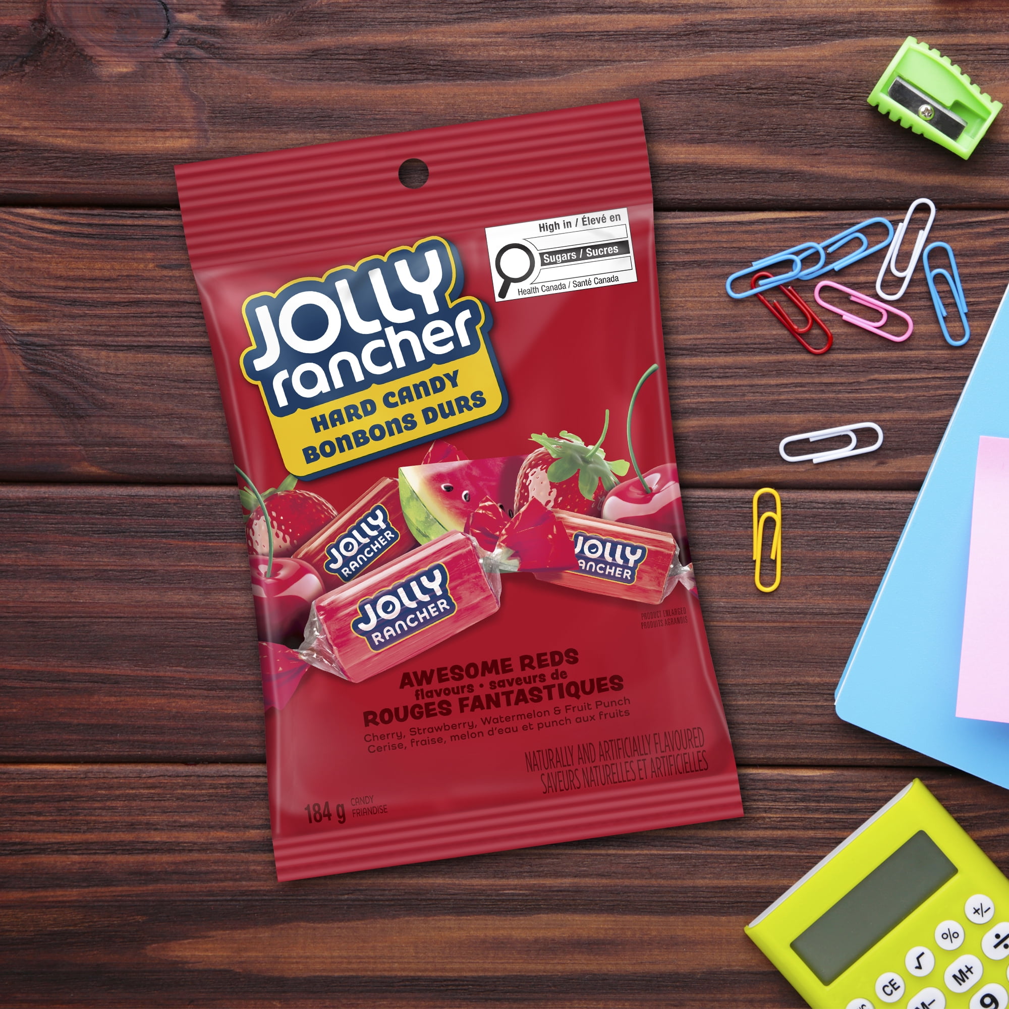 JOLLY RANCHER Bonbons durs rouges fantastiques, cerise, fraise, melon d’eau et punch aux fruits, 184 g